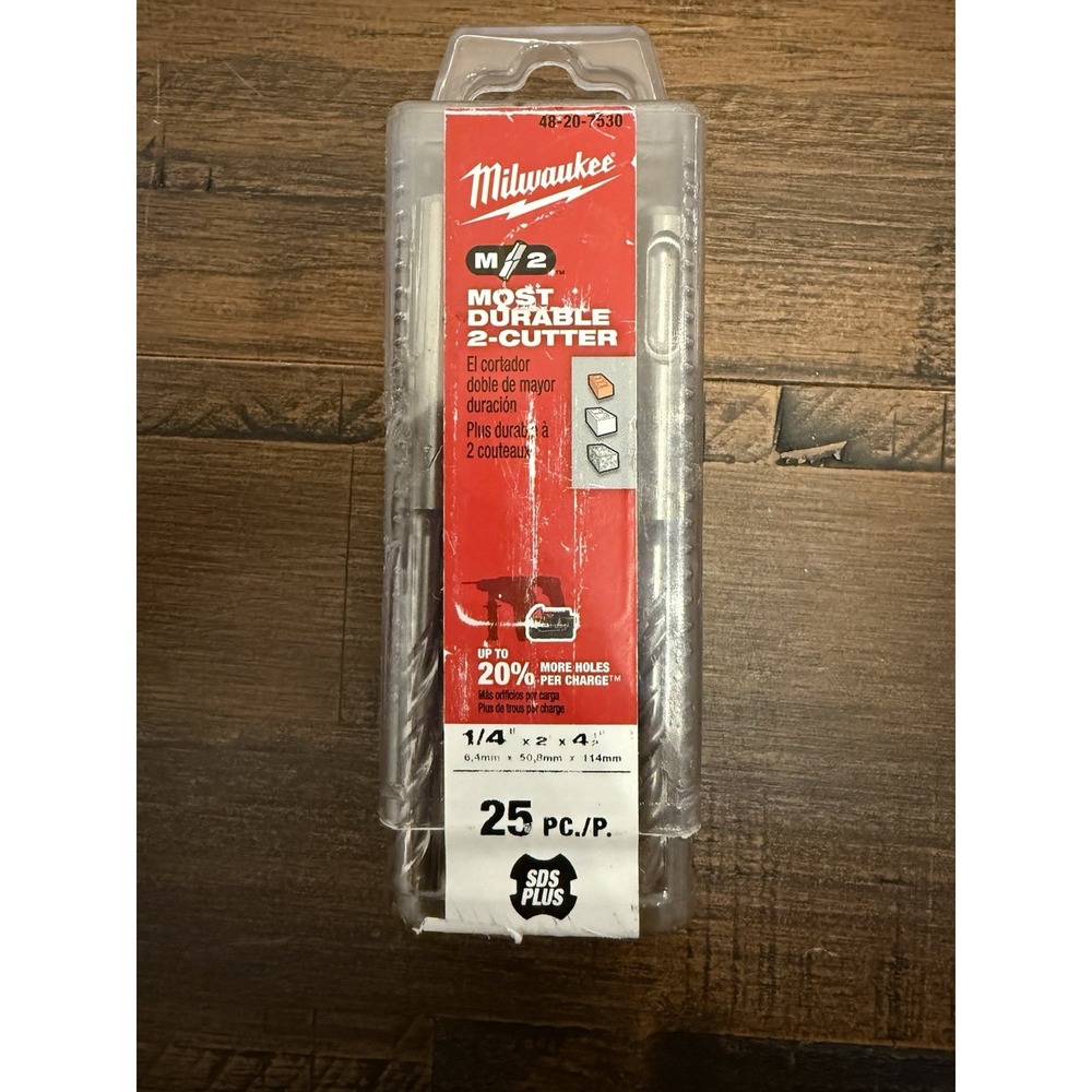 Milwaukee 48-20-7530 sds plus 1/4" x 2" x 4 1/2" Pack Of 25 Drill Bits